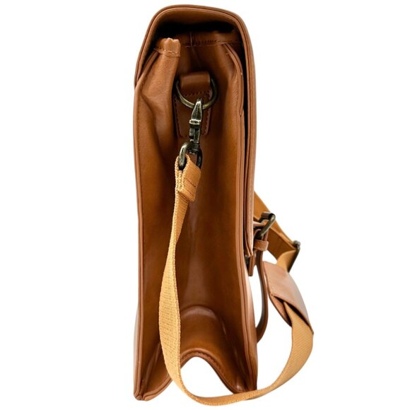 Leather Laptop Briefcase Adjustable Shoulder Strap Multiple Compartments Brown - Picture 6 of 16